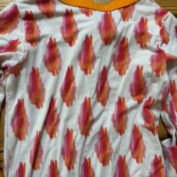 Kozi & Co orange red pattern bamboo full zip bodysuit pajamas SIZE 6-12M - Picture 3 of 7